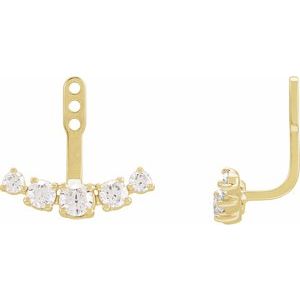 14K Yellow 1 CTW Lab-Grown Diamond Curved Bar Earring Jackets-3.65 Mm-14K Yellow