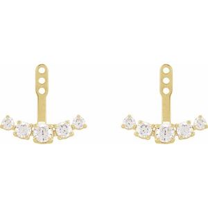 14K Yellow 1 CTW Lab-Grown Diamond Curved Bar Earring Jackets-3.65 Mm-14K Yellow