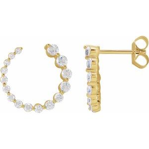 14K Yellow 7/8 CTW Natural Diamond Front-Back Earrings-Natural Diamond