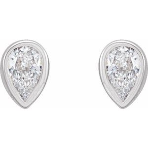 14K White 1/10 CTW Natural Diamond Bezel-Set Earrings-3 X 2 Mm-14K White
