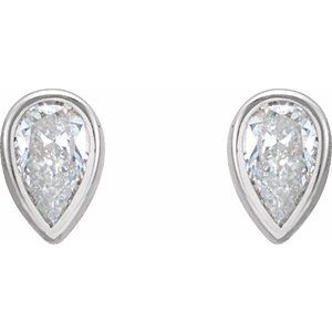 14K White 1/5 CTW Natural Diamond Bezel-Set Earrings-4 X 2.5 Mm-14K White