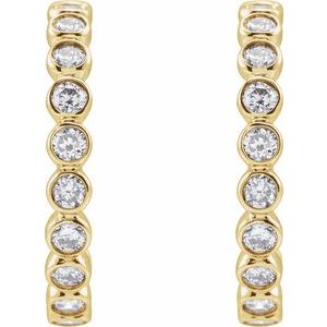 14K Yellow 3/8 CTW Lab-Grown Diamond 14 mm Hoop Earrings-Round-14 Mm