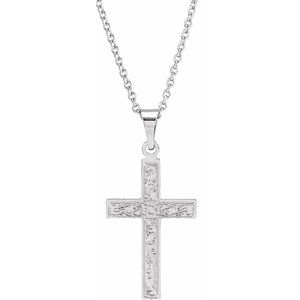 14K White 18x12 mm Cross 18" Necklace-18 In-Polished
