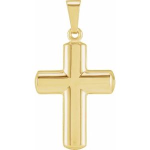 14K Yellow 19x15 mm Cross Pendant-Polished