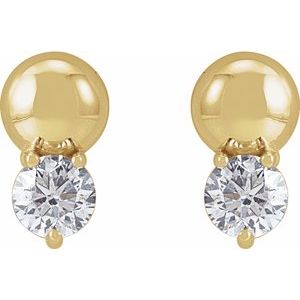 14K Yellow 1/3 CTW Lab-Grown Diamond Bead Earring-3.5 Mm-14K Yellow