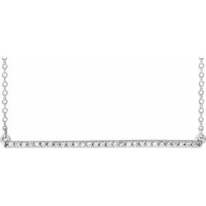 14K White 1/6 CTW Natural Diamond Bar 16-18" Necklace-Natural Diamond-1.1Mm :: 1/6 Ctw