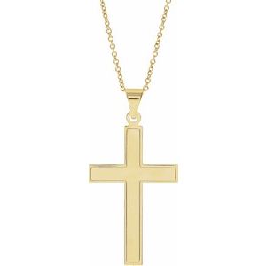 14K Yellow 39x25 mm Cross 18" Necklace-18 In-Polished