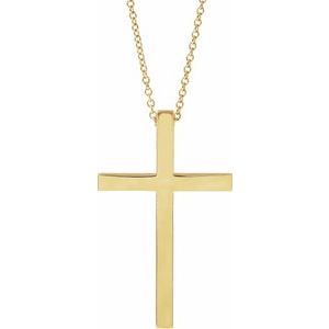 14K Yellow 29.5x18.2 mm Cross 18" Necklace-18 In-Polished