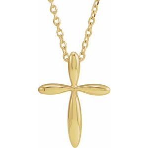 14K Yellow 14.65x11.2 mm Cross 16-18" Necklace-16-18 In-Polished