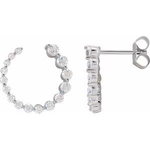 14K White 7/8 CTW Lab-Grown Diamond Front-Back Earrings-Lab-Grown Diamond