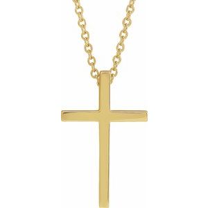 14K Yellow 17.4x11.1 mm Cross 18" Necklace-18 In-Polished