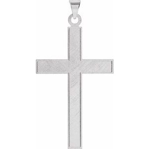14K White 21.5x12 mm Cross Pendant-Polished