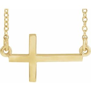 14K Yellow 17x9 mm Sideways Cross 16-18" Necklace-16-18 In-Polished