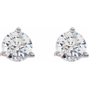 14K White 1 CTW Natural Diamond Stud Earrings-Pair-5Mm :: 1 Ctw