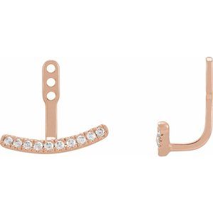 14K Rose 1/5 CTW Lab-Grown Diamond Curved Bar Earring Jackets-1.3 Mm-14K Rose