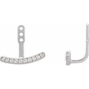 14K White 1/5 CTW Lab-Grown Diamond Curved Bar Earring Jackets-1.3 Mm-14K White