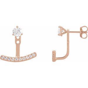 14K Rose 1/5 CTW Lab-Grown Diamond Curved Bar Earring Jackets-1.3 Mm-14K Rose
