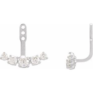 14K White 1 CTW Lab-Grown Diamond Curved Bar Earring Jackets-3.65 Mm-14K White