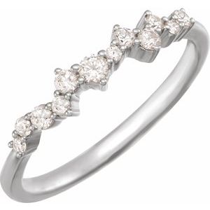 14K White 1/4 CTW Lab-Grown Diamond Scattered Stackable Ring-Round-2.3 Mm