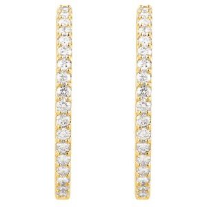 14K Yellow 3 CTW Natural Diamond Inside-Outside 34.5 mm Hinged Hoop Earrings-Round-34.5 Mm