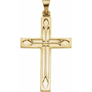 14K Yellow 36.5x23 mm Cross Pendant-Polished