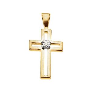 14K Yellow/White .025 CT Natural Diamond Cross Pendant-Natural Diamond-1.7Mm :: 0.025 Ct