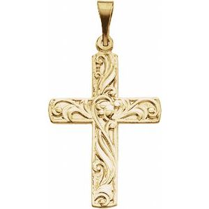 14K Yellow 20.5x15 mm Cross Pendant-Polished