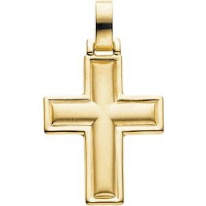 14K Yellow 30x24 mm Cross Pendant-Polished