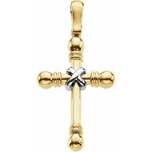 14K Yellow/White 41.5x22.25 mm Cross Pendant-Polished