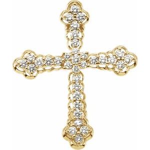 14K Yellow 1 CTW Natural Diamond Cross Pendant-Natural Diamond-2.4Mm :: 1 Ctw