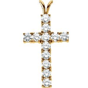 14K Yellow 1 1/4 CTW Lab-Grown Diamond Cross Pendant-Lab-Grown Diamond-3Mm :: 1 1/4 Ctw