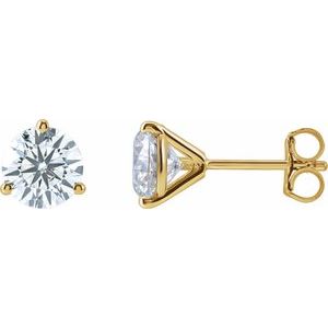 14K Yellow 3 CTW Lab-Grown Diamond Stud Earrings-Pair-7.5Mm :: 3 Ctw