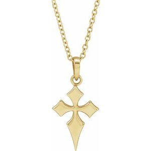 14K Yellow 18.3x9 mm Cross 16-18" Necklace-16-18 In-Polished