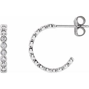 14K White 3/8 CTW Lab-Grown Diamond 14 mm Hoop Earrings-Round-14 Mm