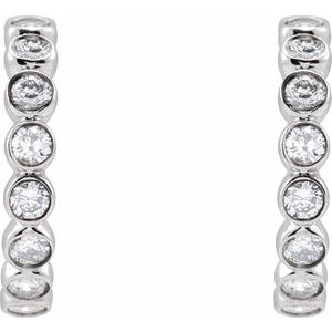 14K White 1/3 CTW Lab-Grown Diamond 11.1 mm Hoop Earrings-Round-11.1 Mm