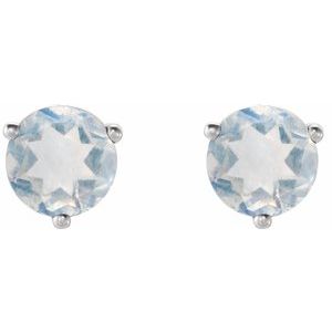 Sterling Silver Natural Blue Sheen Moonstone Earrings-Pair-3 Mm