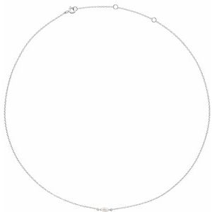 14K White 1/4 CT Lab-Grown Diamond 16-18" Necklace-Lab-Grown Diamond-6 X 3Mm :: 1/4 Ct