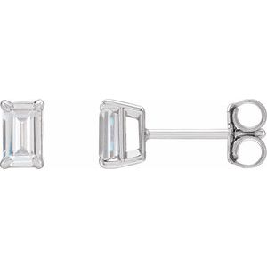 14K White 1 1/2 CTW  Lab-Grown Diamond Earrings-Pair-6 X 4Mm :: 1 1/2 Ctw