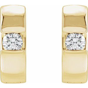 14K Yellow 1/3 CTW Lab-Grown Diamond Hinged Huggie Earrings-Round-15 Mm