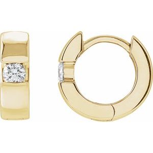 14K Yellow 1/3 CTW Lab-Grown Diamond Hinged Huggie Earrings-Round-15 Mm