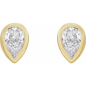 14K Yellow 1/10 CTW Natural Diamond Bezel-Set Earrings-3 X 2 Mm-14K Yellow