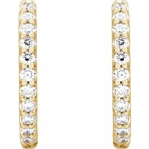 14K Yellow 3/8 CTW Natural Diamond 13.64 mm Hoop Earrings-Round-13.64 Mm