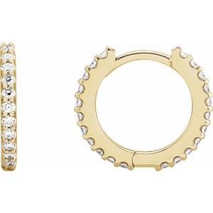 14K Yellow 3/8 CTW Natural Diamond 13.64 mm Hoop Earrings-Round-13.64 Mm