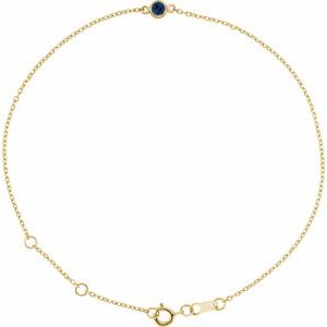 14K Yellow Natural Blue Sapphire Bezel-Set Solitaire 6 1/2-7 1/2" Bracelet-Natural Blue Sapphire-Round