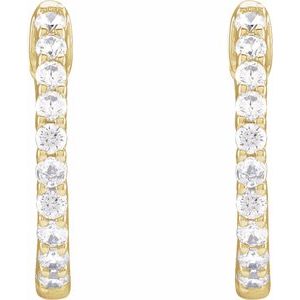 14K Yellow 1/2 CTW Natural Diamond Inside-Outside Hinged 14.5 mm Hoop Earrings-Round-14.5 Mm