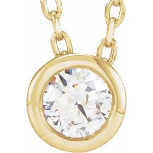 14K Yellow 1/10 CT Lab-Grown Diamond Bezel-Set 16-18" Necklace-Lab-Grown Diamond-3Mm :: 1/10 Ct