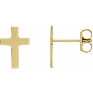 14K Yellow 10x6 mm Cross Earrings-Friction Backs Included-Polished