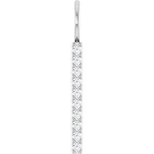 14K White 1/6 CTW Natural Diamond Bar Charm/Pendant-Natural Diamond-Round
