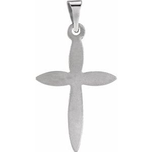 14K White 18x13 mm Cross Pendant-Polished