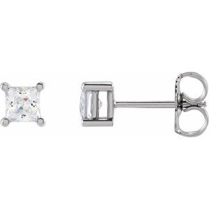 14K White 3.5 mm Square 1/2 CTW Lab-Grown Diamond Earrings-Pair-3.5 X 3.5Mm :: 1/2 Ctw